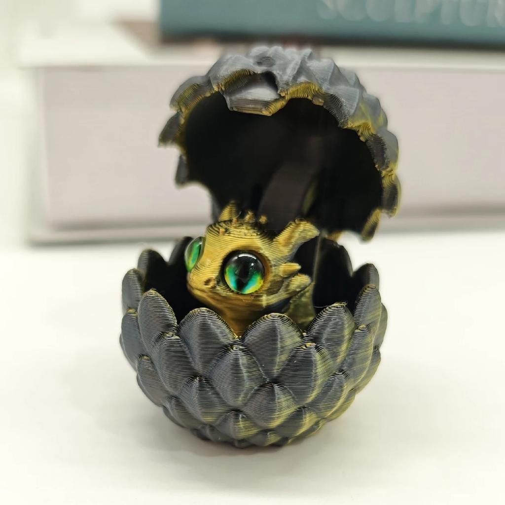 3D Printed Mini Crystal Small Dragon Egg Set (Random Eyes) Gradient Color Toy Desktop Ornament Children's Gift Home Decor