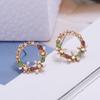 Korejská móda Jednoduché barevné náušnice s květinami Čiré Temperament Křišťálové kamínky Náušnice s okvětními lístky Populární doplňky Velkoobchod