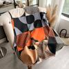 Korean Version Of Bird Grid Geometric Shape Splicing Flower Fashion Versatile Commuting Imitation Cashmere Warm Women'S Scarf