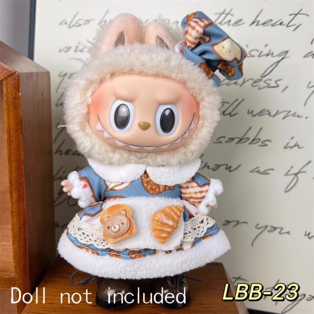 Only Clothes For 15-17CM Labubu Mini Accessories Clothes Clothing Dolls Set Sitting Party Scarf Hat Bag Cute Decoration Gift
