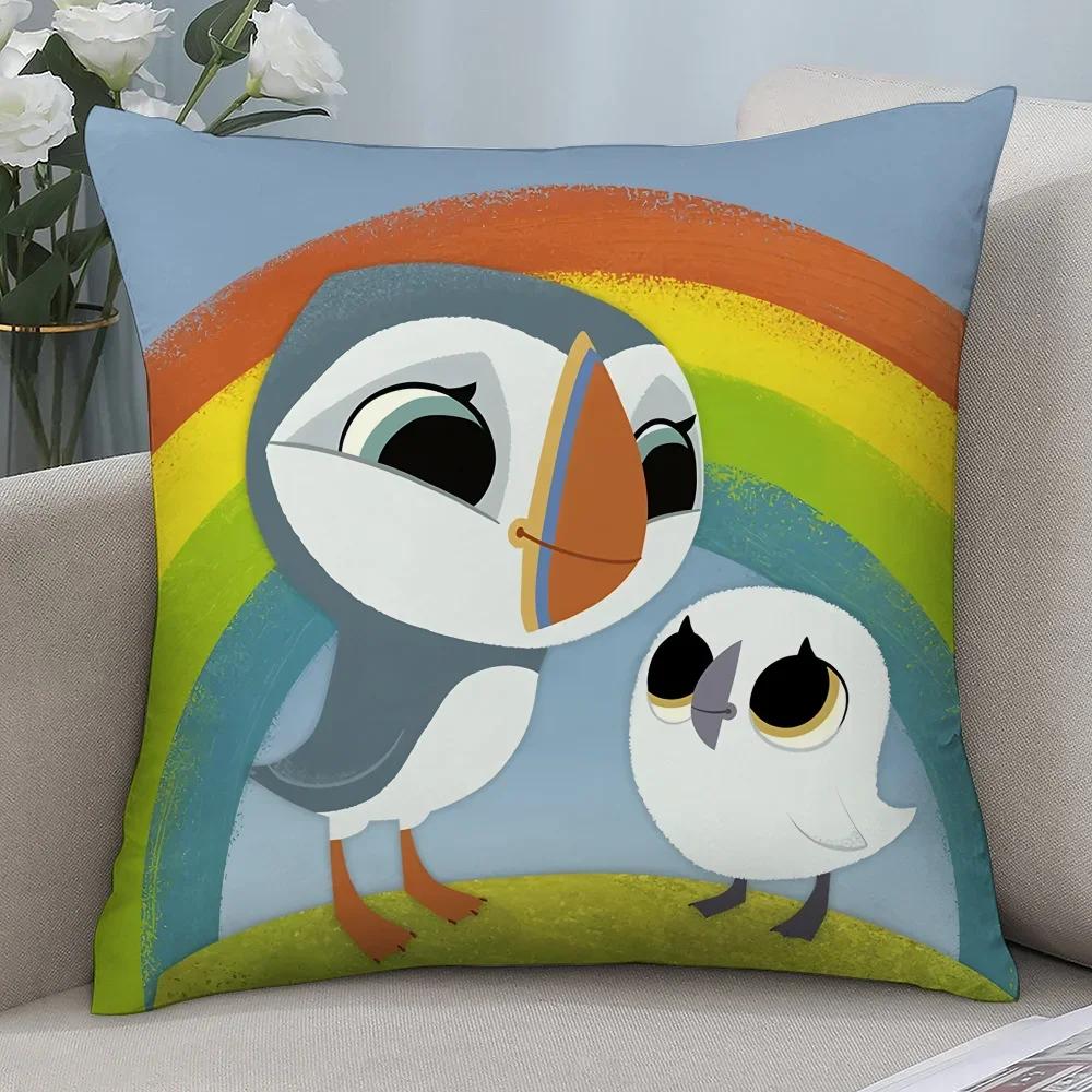 Puffin Rock P-Preschool Pillow Case D Print Polyester Fiber _  Home Sofa Throw Pillow Cover Decoration Festival Gifts,(2) 30x30cm
