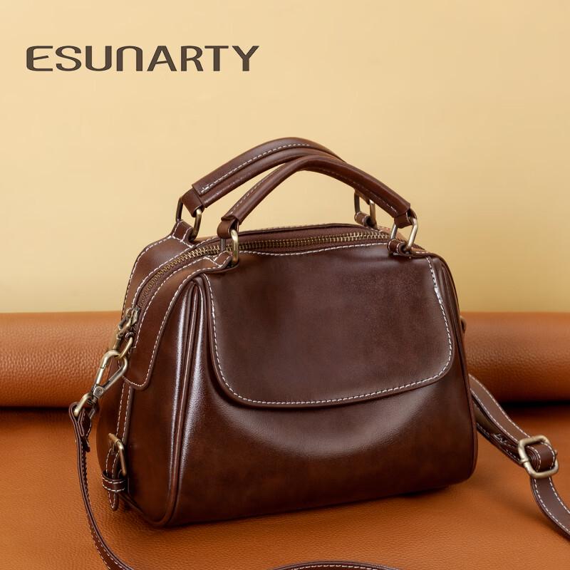 ESUNARTY Premium Leather Boston Handbag