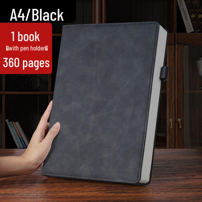 Extra Thick Soft Leather Business Meeting Notebook, Large Size