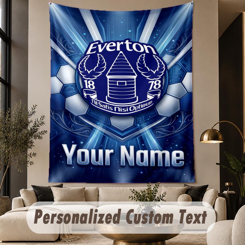 Custom Text Tapestry Everton FC Print Wall Tapestry Indoor Living Room Wall Decor
