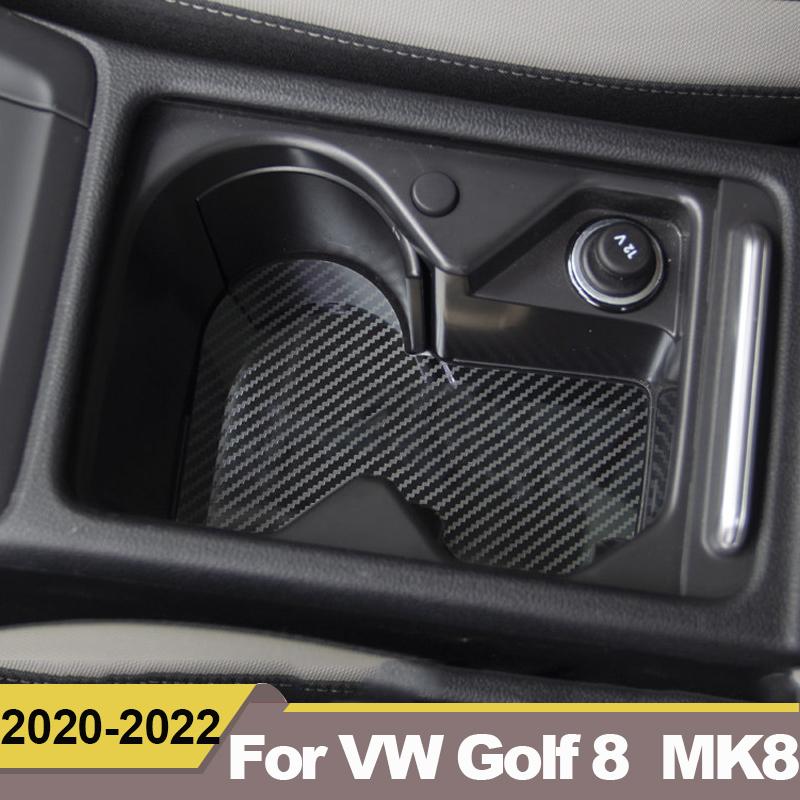 For Volkawagen VW Golf 8 MK8 2022 Stainless Steel Car Front Row Cup Holder Cover Mat Pad Auto Interior Accessories