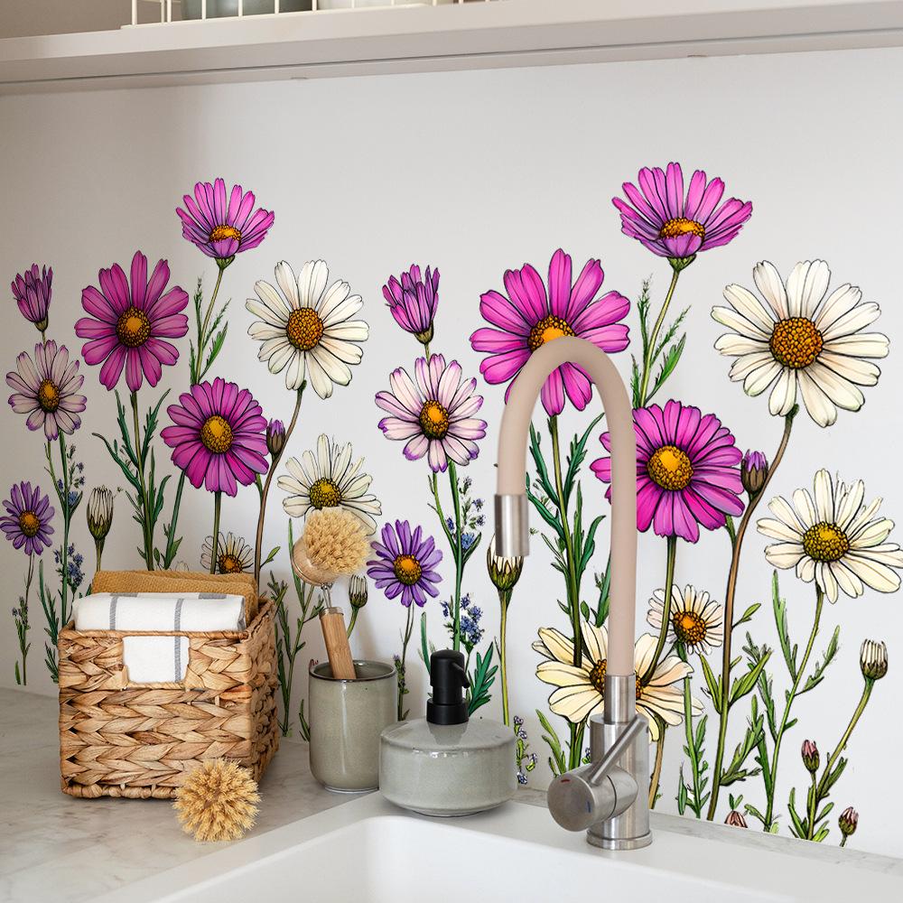 Painted Flowers Balcony Glass Window Home Beautification Decorative Window Sticker