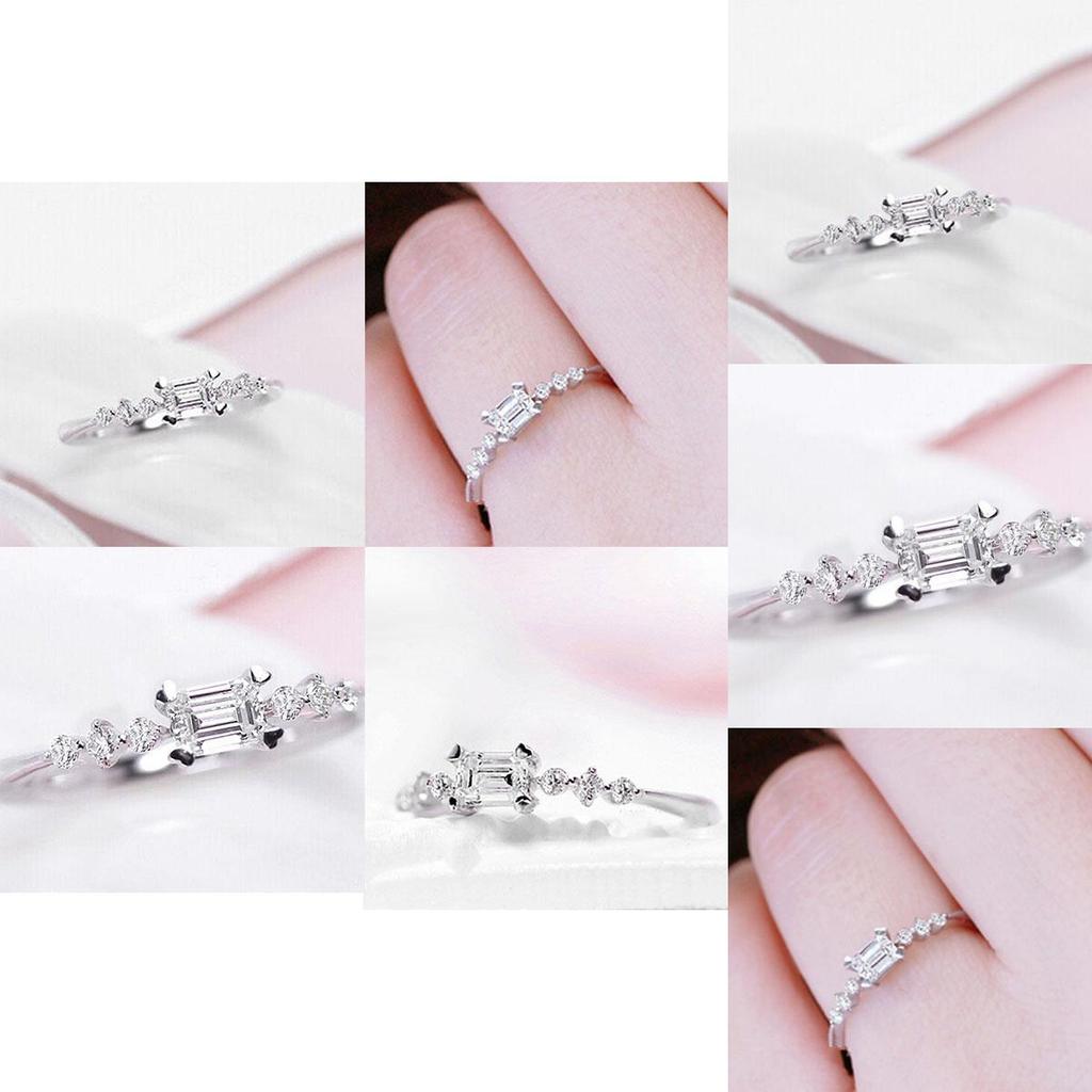 Exquisite Silver Plated Natural Gemstones Square White Sapphire Wedding Birthstone Ring For Timeless Elegance