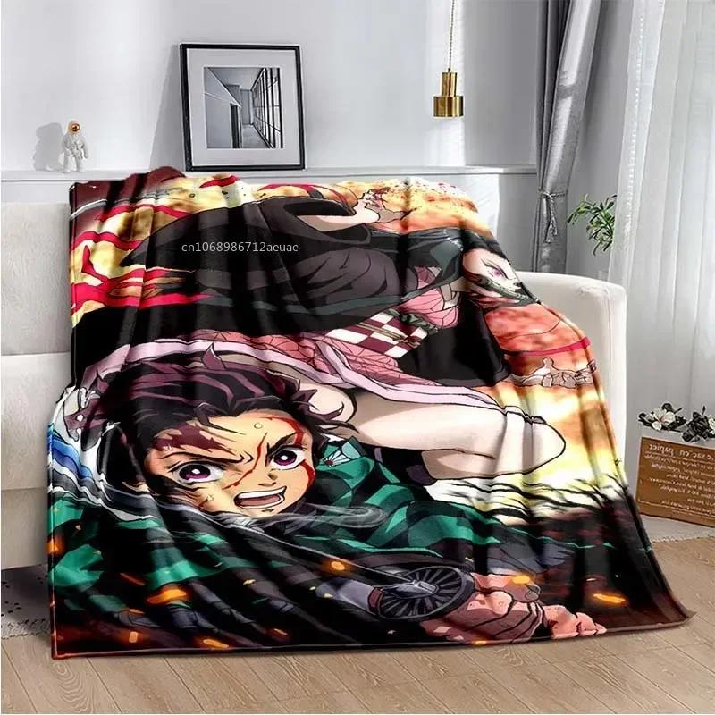 Anime Demon Slayer Kimetsu no Yaiba Fleece Blanket Nezuko Kamado Tanjiro Kamado Soft Bedding Bedspread Sofa Warming Cover