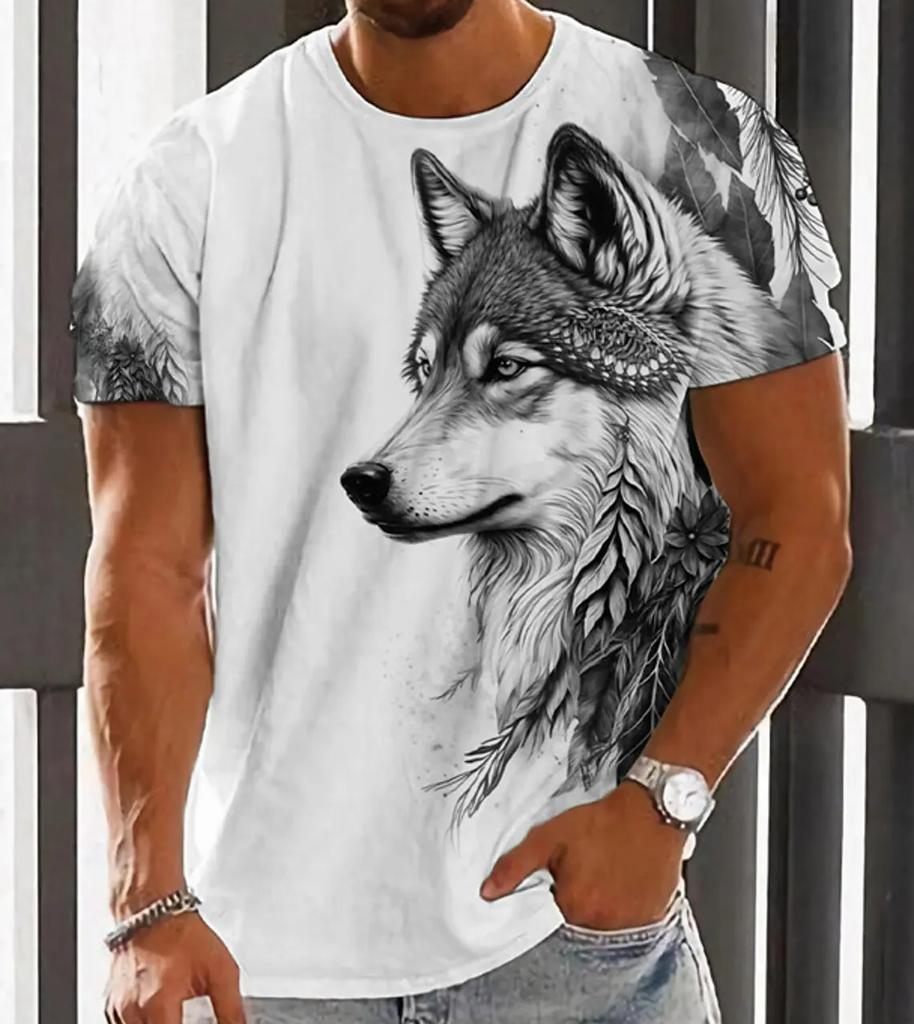 Pánské tričko pro muže Trička s 3D potiskem s grafikou Wolf Trička Módní topy nadměrné velikosti Krátké rukávy Léto Dámské Oblečení Trička Topy