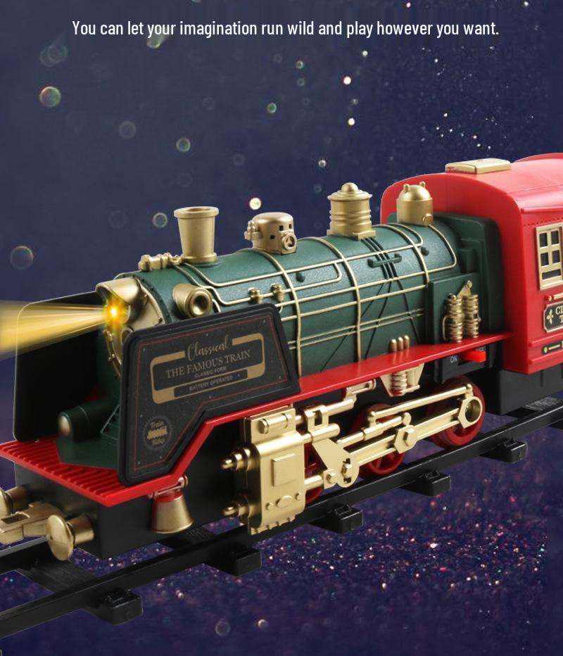 Remote Control Track Car with Smoke, Music & Lights - Christmas Train Toy for Kids