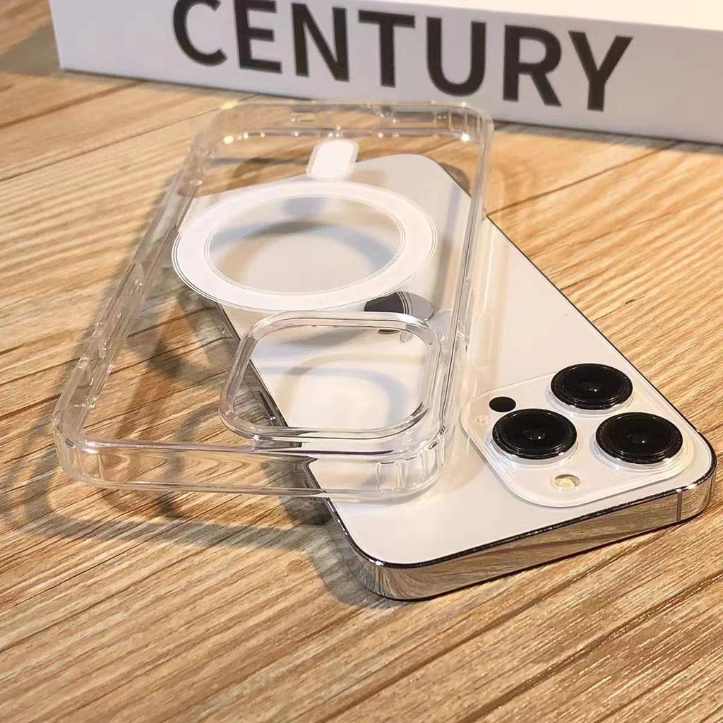 Luxury Wireless Charge Magnetic For MagSafe Case For Iphone 11 12 13 14 15 Pro XS Max Mini X XR 7 8 Plus SE Clear Acrylic Cover