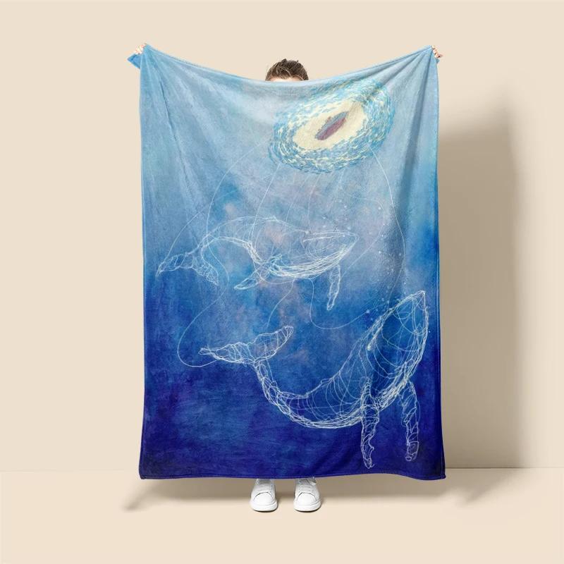 Океанские киты Украшение дома плюшевые Плед Диван-одеяло Аниме животные Покрывало кровать пушистые мягкие одеяла декор Плед Модерн 75cmx90cm