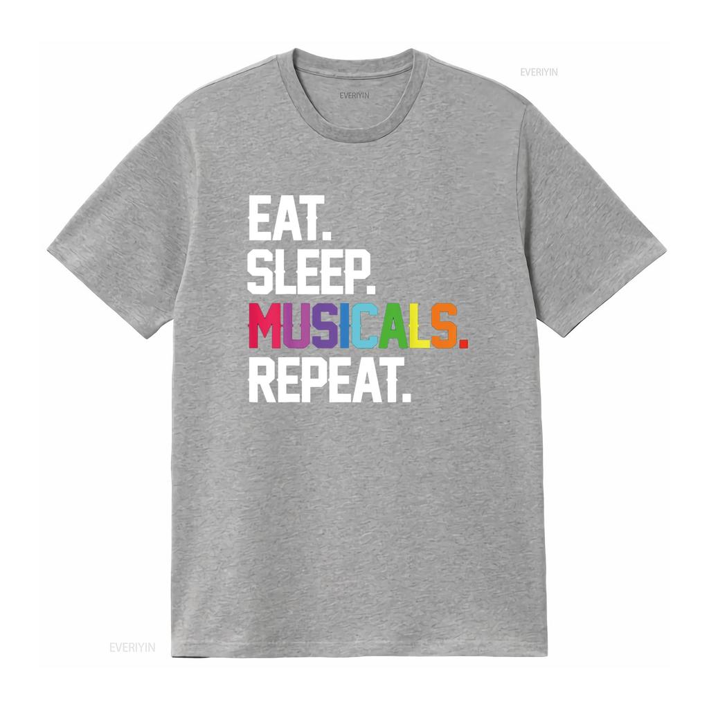 Musicals Eat Sleep Repeat T Shirt vintage Washed Slightly graphic Versatile Top For Everyday Wear streetwear designer clothes