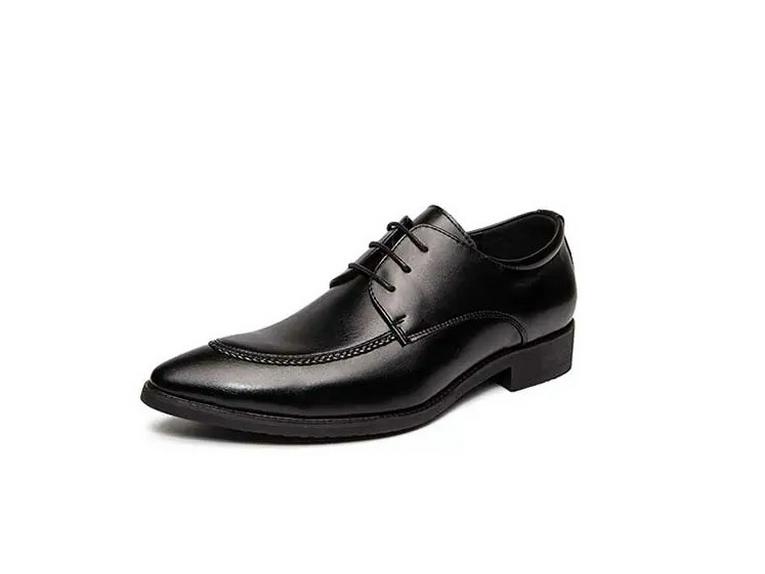 

Spring 2025 Men s Black Pointed Toe Lace-Up Leather Business Shoes 46