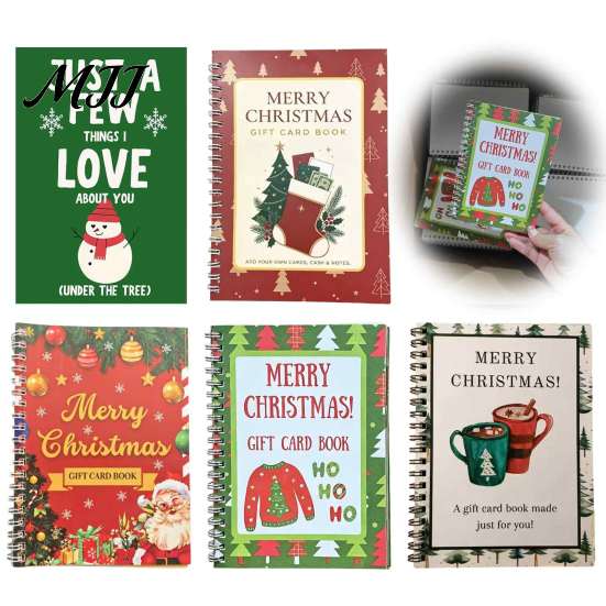 Christmas Surprise Gift Card Book, 10-Page Holiday Holder with Write-On Creative Organizer Notes, Festive Paper Booklet for Xmas Exchange, Stocking