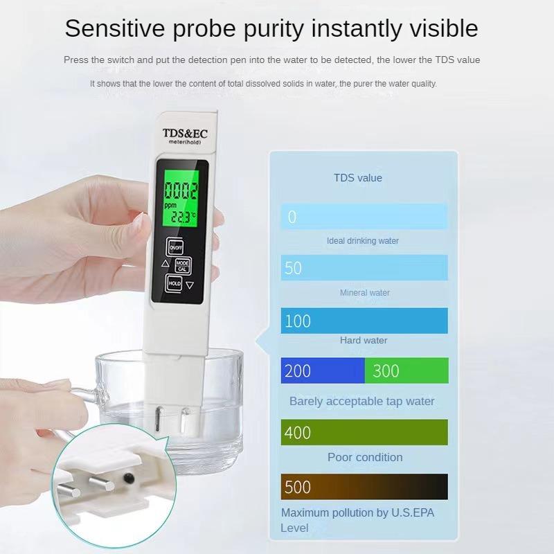 3-in-1 Tester Water Meter TDS EC Temperature Meter Digital LCD Water Test Pen Kitchen Household Water Quality Online Analyzer