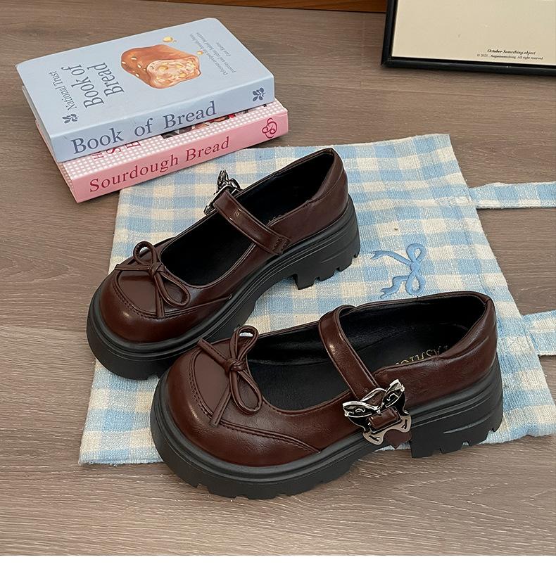 

Модный темперамент ретро мелкий вырез платформа маленькие кожаные туфли женские 2025 новый весна и осень юбка французские Мэри Джейн одинарные туфли 39 коричневый