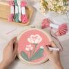 Flower Punch Needle Embroidery Set With Plastic Hoop And Yarn For Gift Making