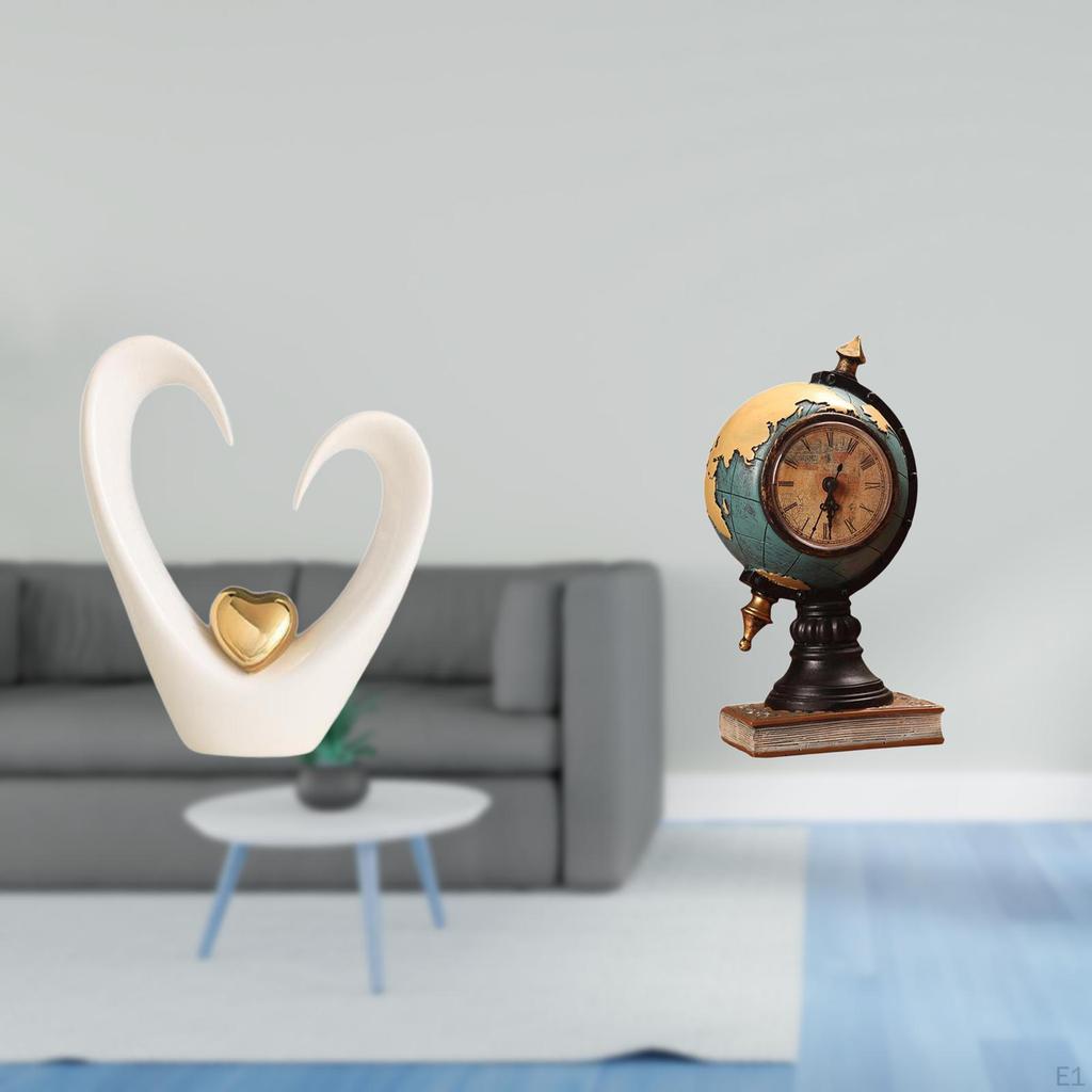 Heart Globe Sculpture Desktop Ornament Collectible Minimalist Decorative Figurine Modern Statue