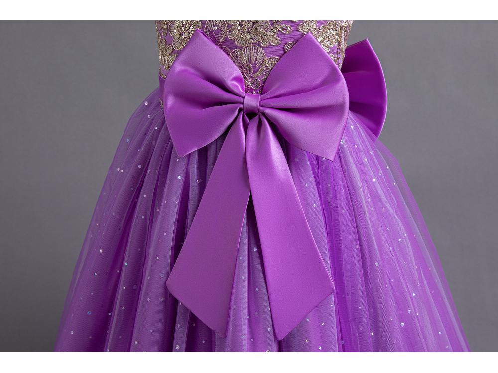 Girls' Sleeveless Sequin Flower Girl & Party Dress - Floor-Length Princess Gown