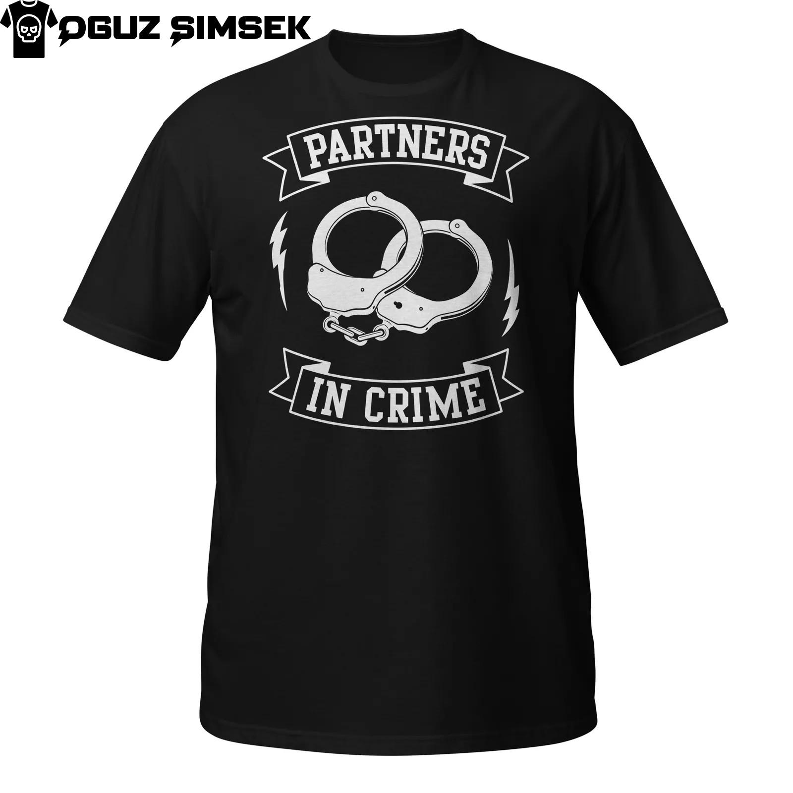 Partners in Crime Unisex T-Shirt Mens Womens Tees Top | Handcuffs Graphic Tee | Short Sleeve Shirt 4XL
