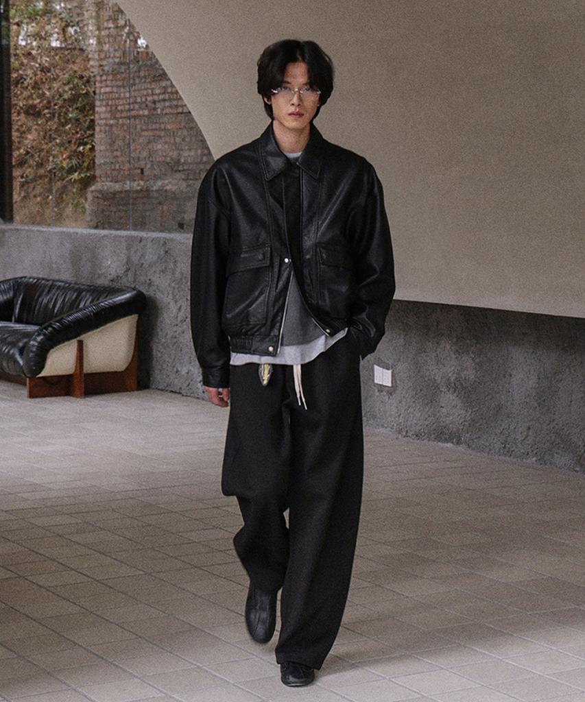 Mood Inside Amber Noble Leather Blouson Jacket_Black