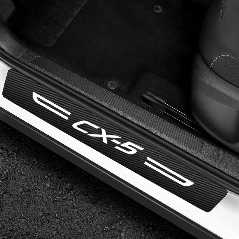 For Mazda CX5 CX-5 Badge 2016 2017 2018 2019 2020 2021 Car Door Sill Protective Plate Rear Trunk Bumper Guard Threshold Sticker