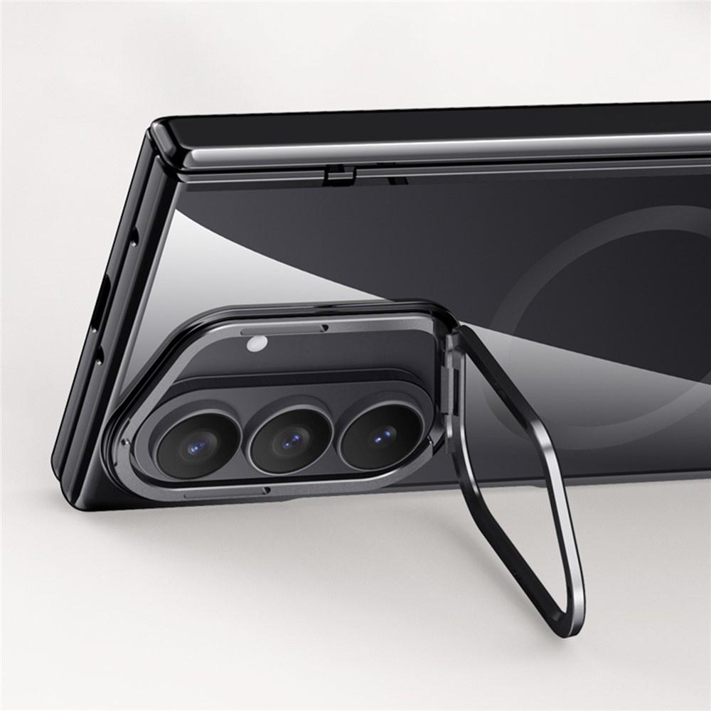 Clear case for Samsung Galaxy Z Fold 8 Ultra, with stand and glass for external screen, for MagSafe, black frame