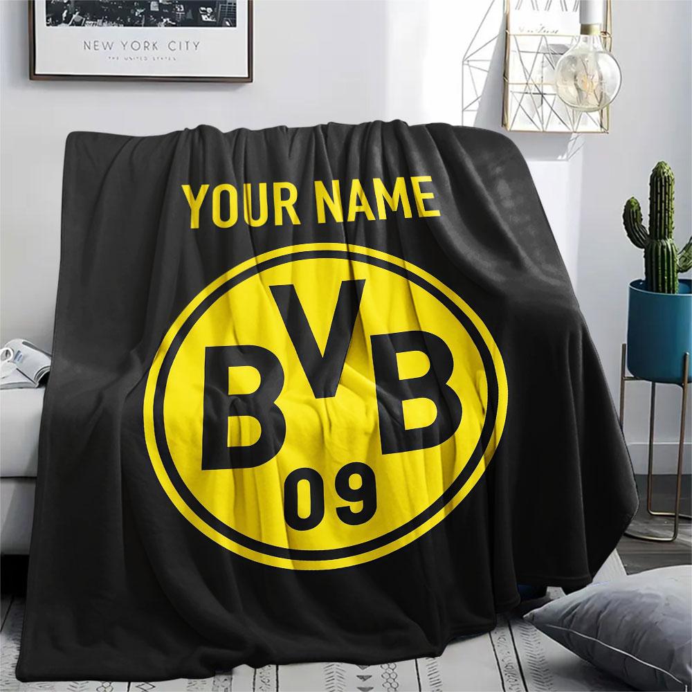 Custom Name,Borussia Dortmund Printed Flannel Blanket, Soft Throw for Bedroom Sofa, Washable, Christmas Present, Great Gift.