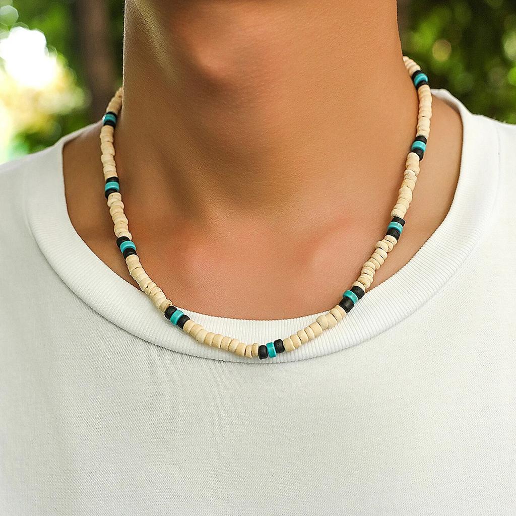 Mode Herren Sommer Strand Holzperlen Surfer Halskette Einfach Geometrisch Tribal Ethnisch Handgefertigt Kette Steampunk Herren Schmuck Geschenk