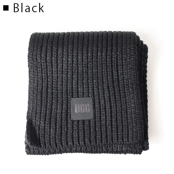 UGG W CHUNKY RIB KNIT SCARF Women's Chunky Rib Knit Scarf, Size 20166 (Black) [Parallel Import]