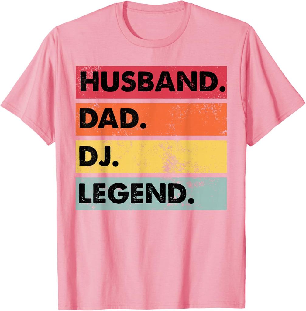 HHusband Dad DJ Legend Funny DJ Disc Jockey Music Player TShirt Casual Short Sleeve Top
