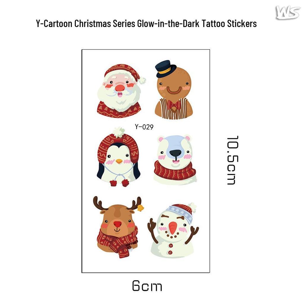 Creative Luminous Christmas & New Year Tattoo Stickers for Kids - Snowflake & Santa Designs