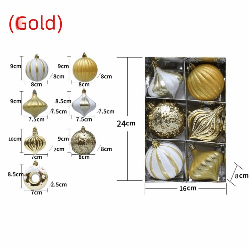 8PCS/Box 8CM Christmas Hanging Balls Electroplated Painted Shatterproof Christmas Tree Ornament Plastic Christmas Ball Set
