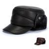 Men's Winter Cowhide Sheepskin Leather Hat - Thick, Warm Lei Feng Style for Middle-aged & Elderly