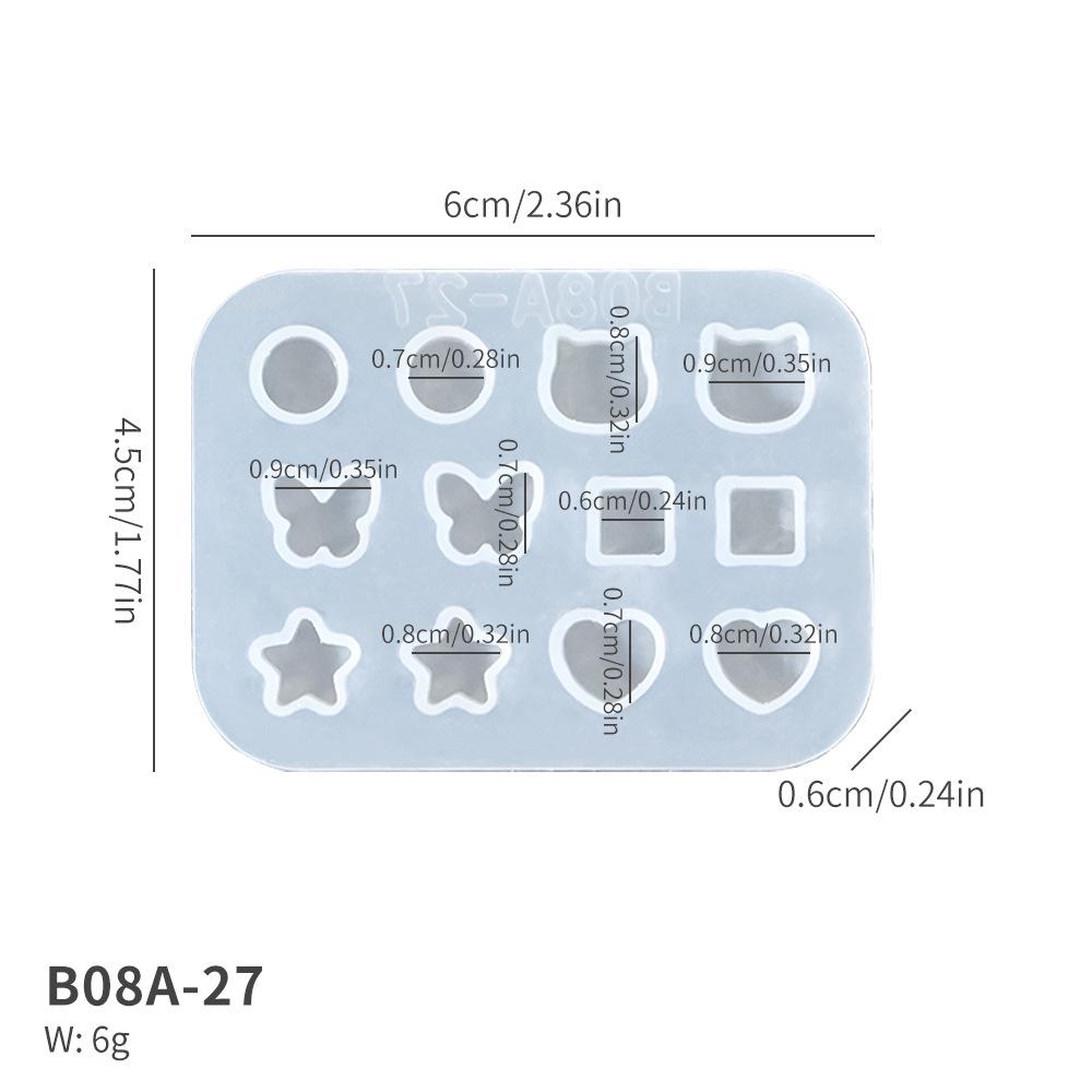 Heart and Round Gem Earring Dangle Silicone Mold Set for DIY Resin Crafting