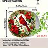 Vintage Red Cardinal Poinsettia Round Metal Tin Sign Christmas Wall Art Home Decor