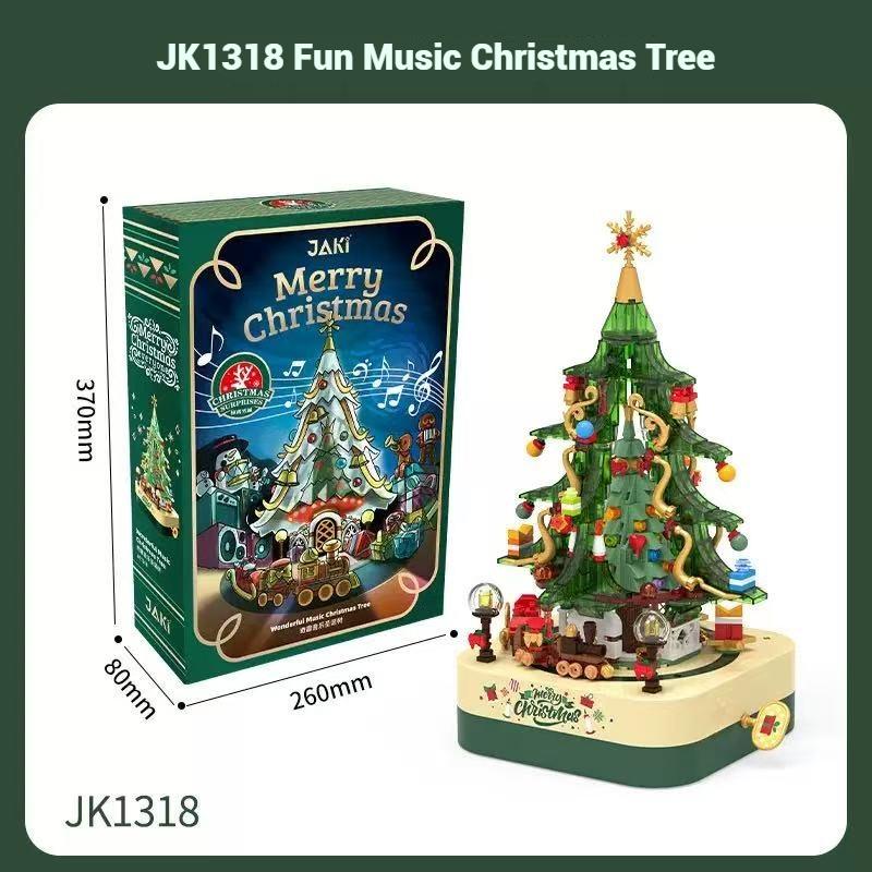 Jaki Music Box Building Blocks Toys Model Assembled Desktop Ornament Christmas Tree Building Toy Children'S Christmas Gift