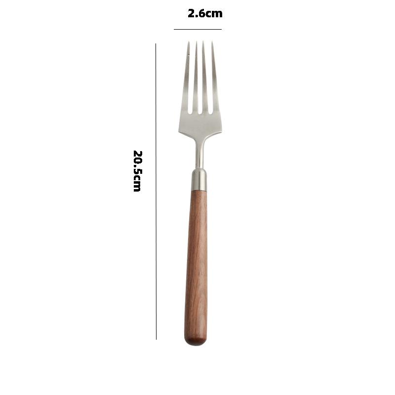 

Нож, вилка, ложка из нержавеющей стали 304 с ручкой из орехового дерева, столовые приборы, корейский, западный набор ножей, вилок, ложек, небольшой набор столовых приборов чёрный