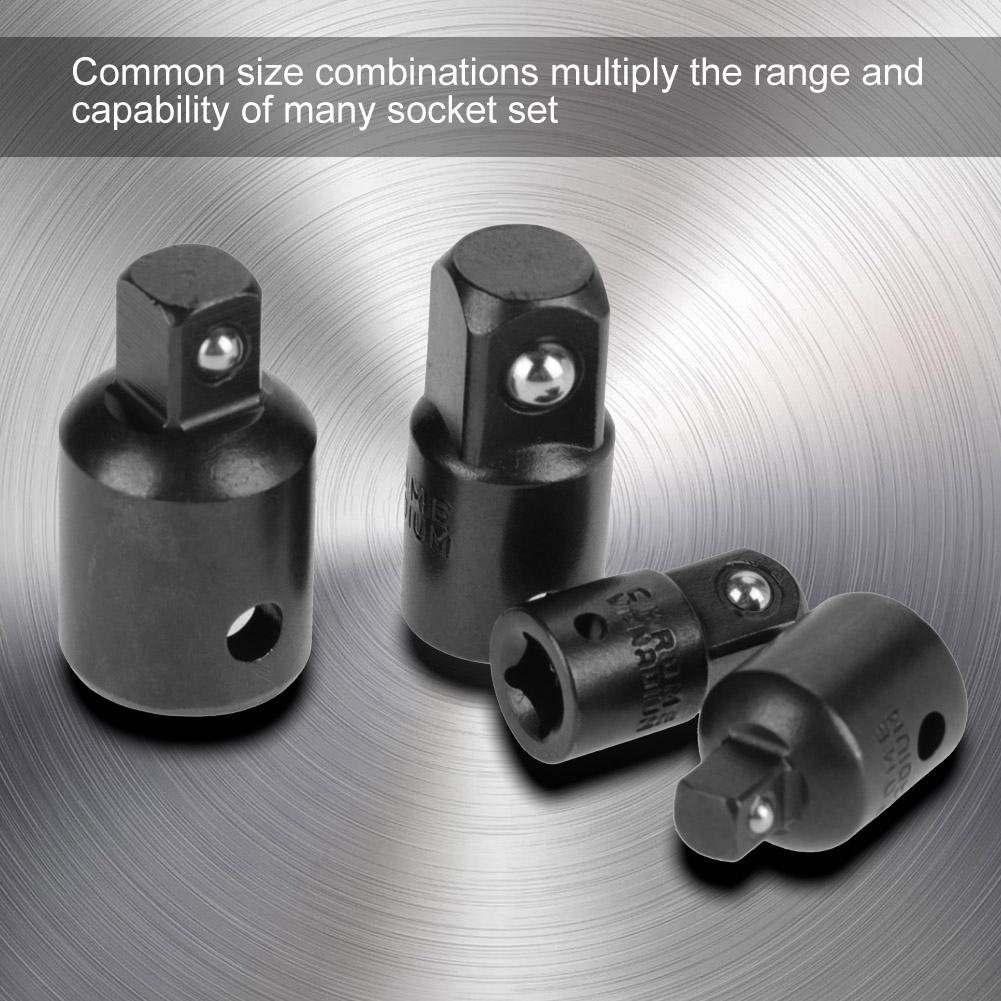 4Pcs Silver     Steel Socket Adapter Reducers 1Celsius2 , 3Celsius8 , 1Celsius4  Wrench Adapter