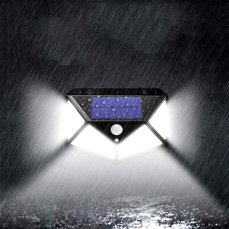 100LED Solar Wall Lamp Outdoor Lampwaterproof Motion Sensor Solar Powered Sunlight Street Lamp Garden Railing Decorative Lamp