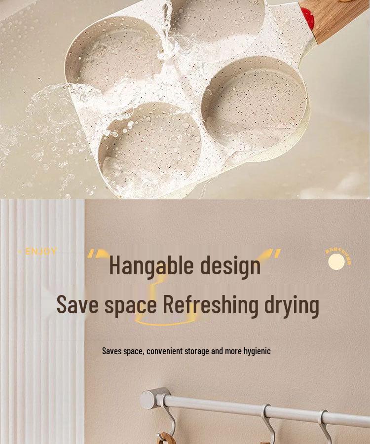 Non-Stick Deep Maifan Stone Pancake Frying Pan with Four-Hole Design for Easy Breakfast Cooking