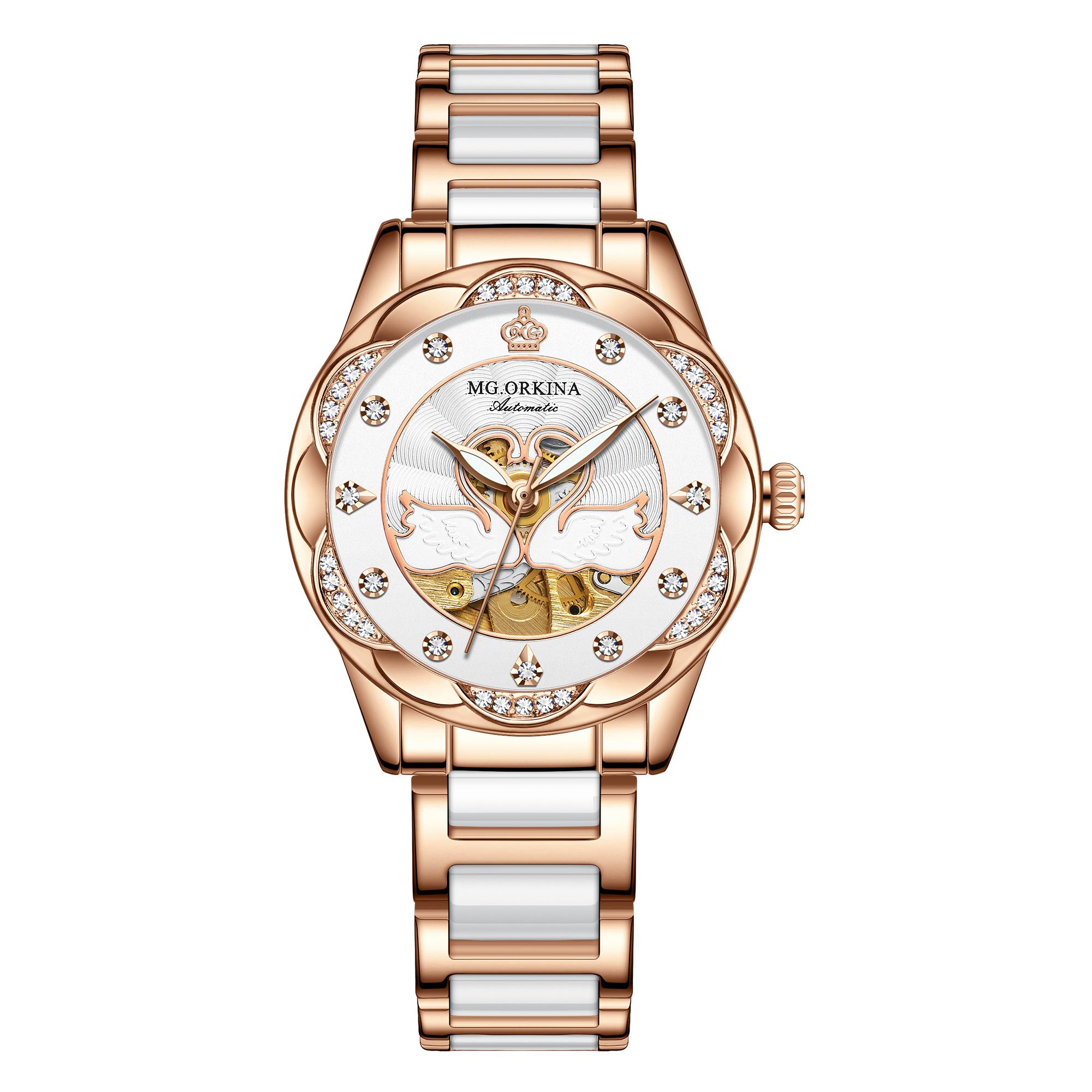 Ladies Automatic Mechanical Watch Crystal Inlay
