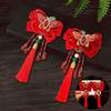 1 Pair Pearl New Year Headwear Flower Bow Tassel Hairpin Hanfu Red Hair Clips  New Year Gifts