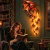 Led Night Sconce, Gothic Guardian Wall Light Dragonfire Fantasy Dragon Head Lamp, Vintage Gift