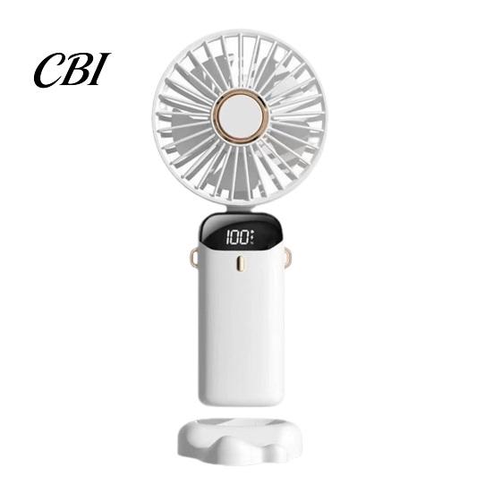 Battery Operated Fan Foldable Handheld Fan, Rechargeable USB Mini Desk with 5 Speed, Adjustable Speed LED Display, Portable Personal Cooling for Home