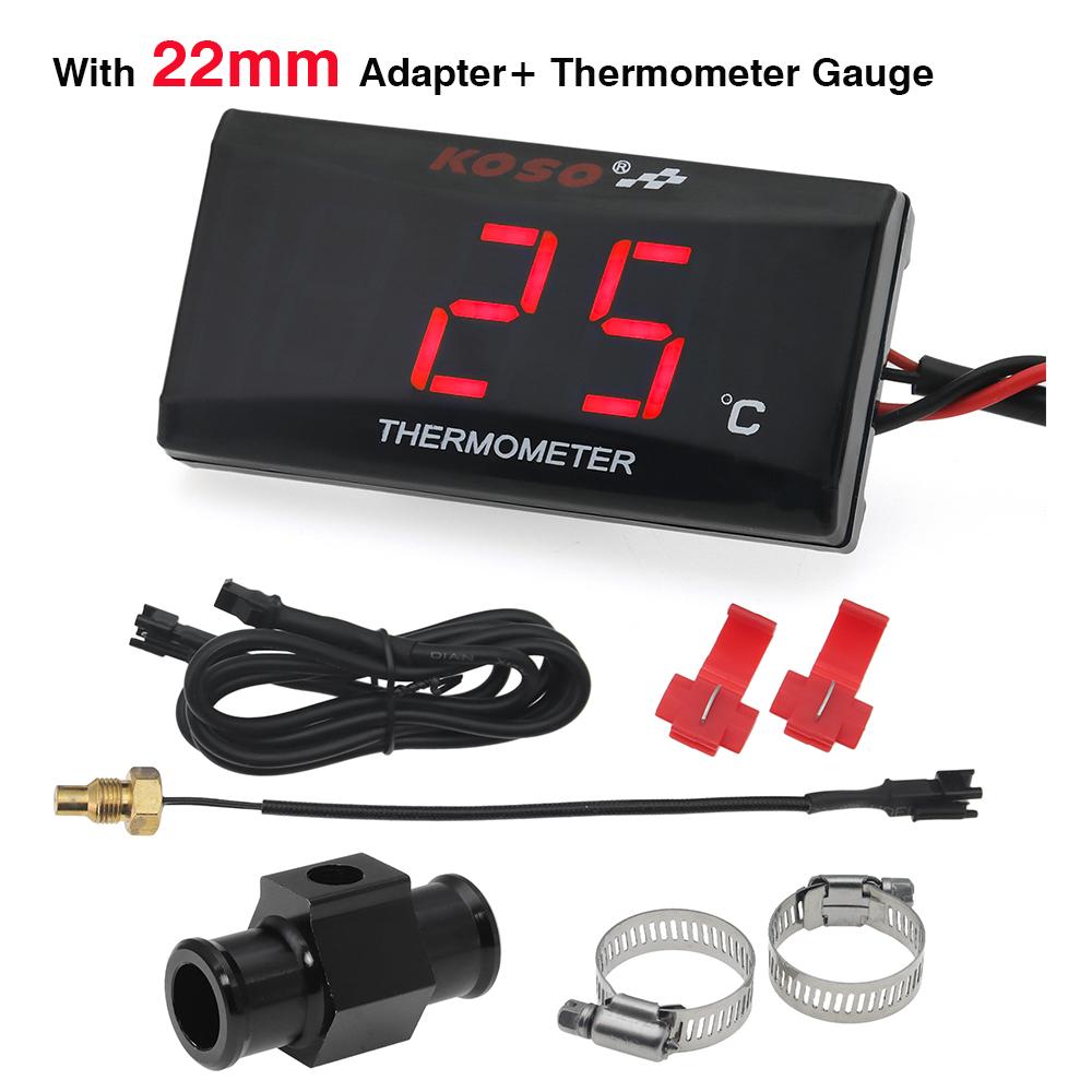 Motorcycle Thermometer for Koso Water Temperature Tank Retrofit Sensor °C for XMAX300 CB400 MT 07 09 Adaptor Joint Pipe 16~22mm