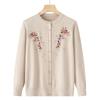 Middle-aged and Elderly Women's Embroidery Knit Cardigan Jacket Single-breasted Slim Sweater Thin Spring and Autumn Grandma Clothing