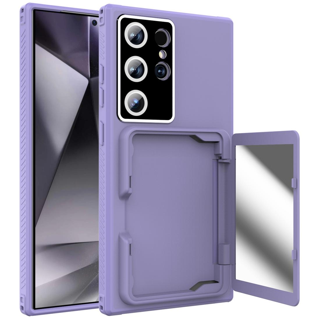 

Shockproof Protective Cover Wallet Card Holder Mirror Case For Samsung Galaxy S24 Ultra 5G built-in Lens Camera Protector hybrid&For Galaxy S24 Ultra