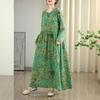 New Vintage Floral Maxi Dress Women Plus Size Spring Long Sleeve Loose Oversize Basic Long Dress